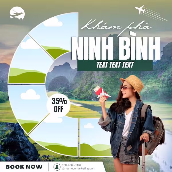 Frame Canva Khám Phá Ninh Bình