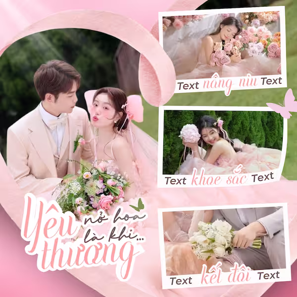 Frame canva Nở hoa là khi yêu thương